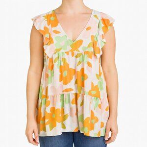 emily wonders plus size womens sleeveless floral v neck pullover top size 1X